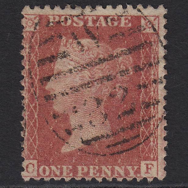 GB QV 1857 1d Rose-red Pl 57 SG40-C10(1) CF FU London D&S W32 Misperf