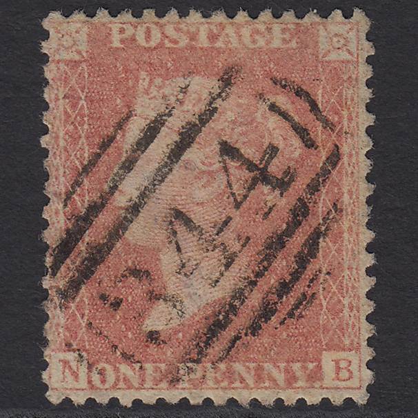 GB QV 1857 1d Pale Rose Transitional (Plate 49) SGC9A(1) NB FU Havant 344