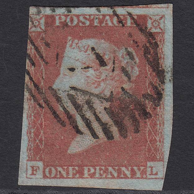 GB QV 1841 1d Red-brown Pl 69 SG8-B1(1) FL GU nr 4 Margins London IS 7