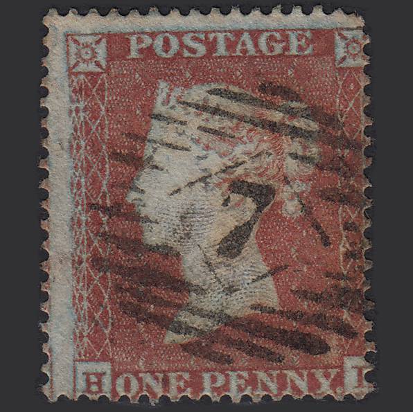 GB QV 1854 1d Red-brown SG17-C1(1) H? GU London IS 7