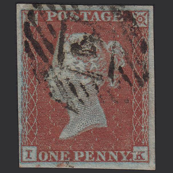 GB QV 1841 1d Very Blued Pl 119 SG8a-B1(2) IK FU 4 Margins London IS 4