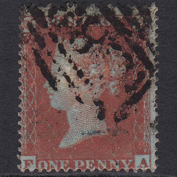 GB QV 1854 1d Red-brown (Plate 187) SG17-C1(1) FA GU