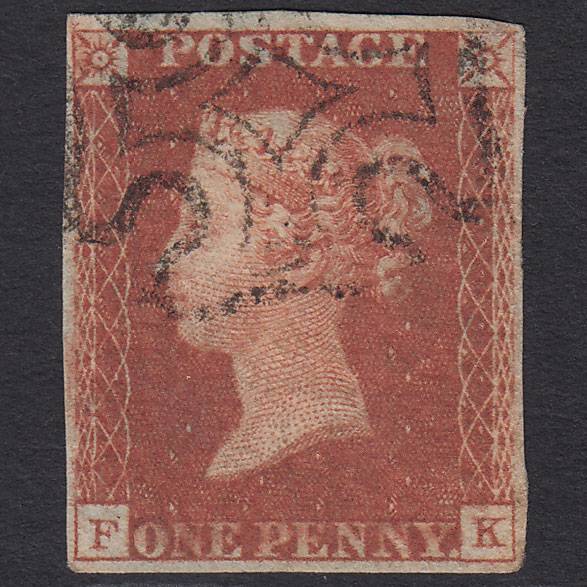 GB QV 1841 1d Red-brown Pl 20 SG8-B1(1) FK GU 4 Margins Maltese Cross