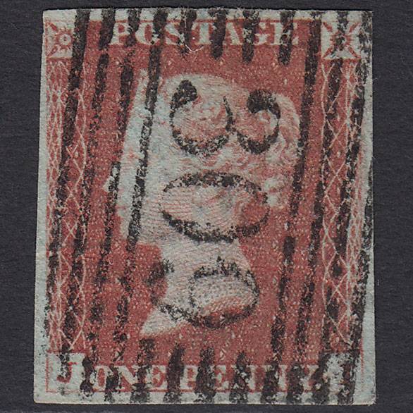 GB QV 1841 1d Red-brown Pl 82 SG8-B1(1) JI GU 4 Margins Stonehaven 309