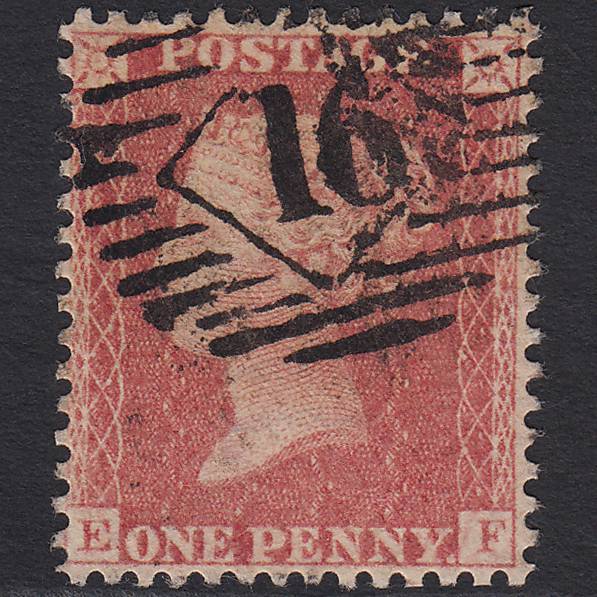 GB QV 1857 1d Pale Rose (Plate 59) SG39-C10(3) EF FU London IS 16