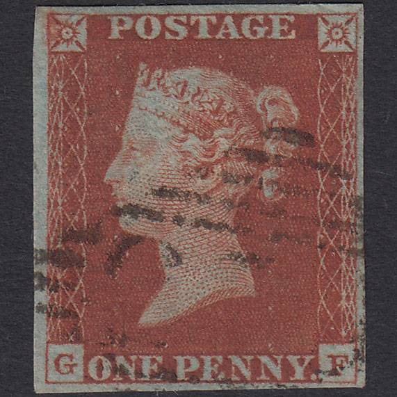 GB QV 1841 1d Red-brown (Plate 54) SG8-B1(1) GF VFU 4 Margins Ireland