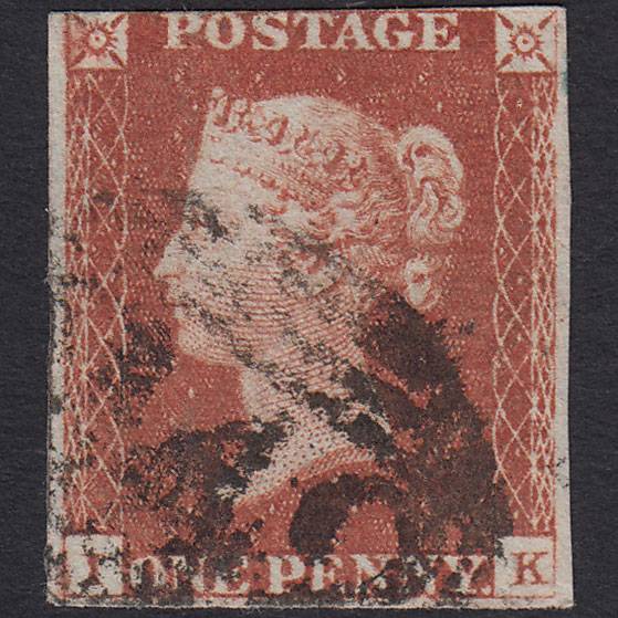 GB QV 1841 1d Red-brown (Plate 58) SG8-B1(1) GU 3 Margins