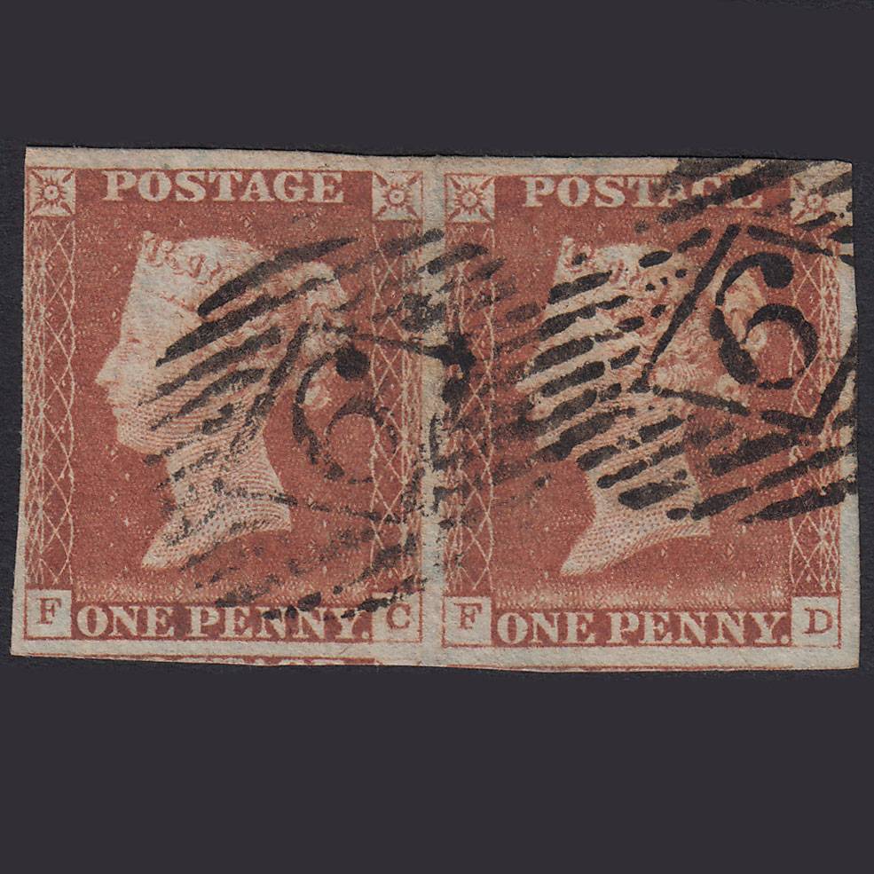 GB QV 1841 1d Pl 58 SG9-B1(3) FC-FD GU Pair 4 Margins London IS Cancel