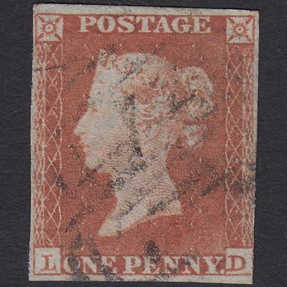GB QV 1841 1d Red-brown (Plate 164) SG8-B2(1) LD GU nr 4 Margins