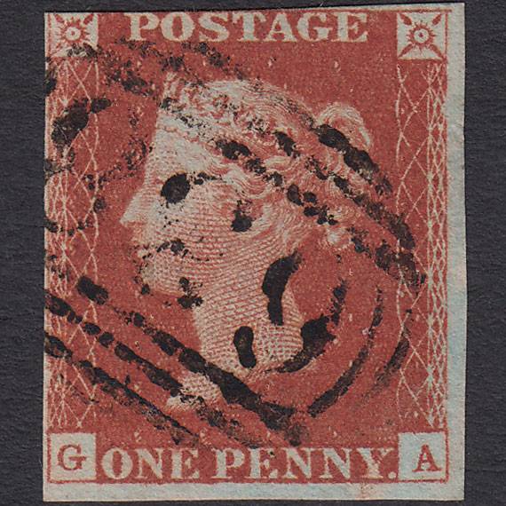 GB QV 1841 1d Red-brown Pl 60 SG8-B1(1) GA FU nr 4 Margins Retford 638