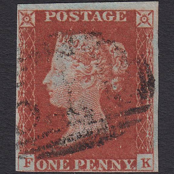 GB QV 1841 1d Red-brown (Plate 60) SG8-B1(1) FK FU nr 4 Margins