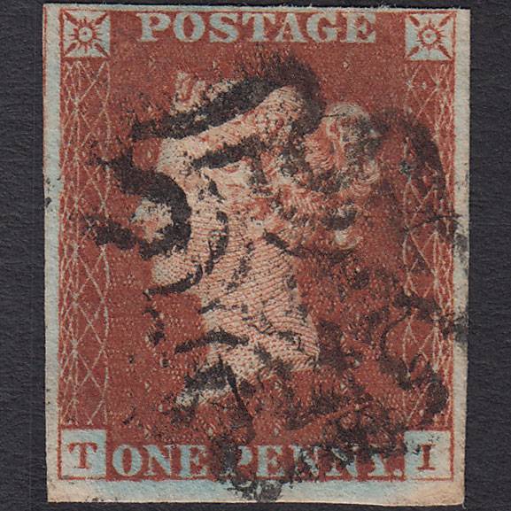 GB QV 1841 1d Red-brown (Plate 28) SG8-B1(1) TI FU 4 Margins Maltese Cross
