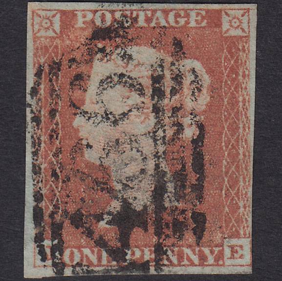 GB QV 1841 1d Red-brown Pl 77 SG8-B1(1) JE GU 4 Margins Liverpool 466