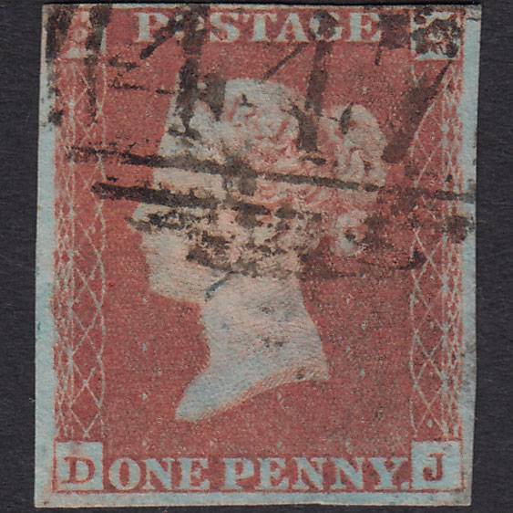 GB QV 1841 1d Red-brown (Plate 77) SG8-B1(1) DJ FU 4 Margins Leeds 447