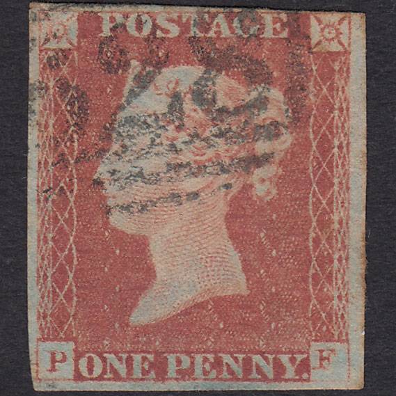GB QV 1841 1d Red-brown (Plate 77) SG8-B1(1) PF GU 4 Margins Preston 628