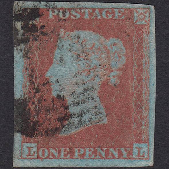 GB QV 1841 1d Very Blued (Plate 141) SG8a-B1(2) LL GU 4 Good Margins