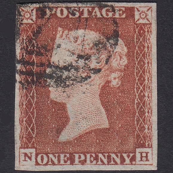 GB QV 1841 1d Red-Brown Plate 65 SG8-B1(1) NH FU 4 Margins