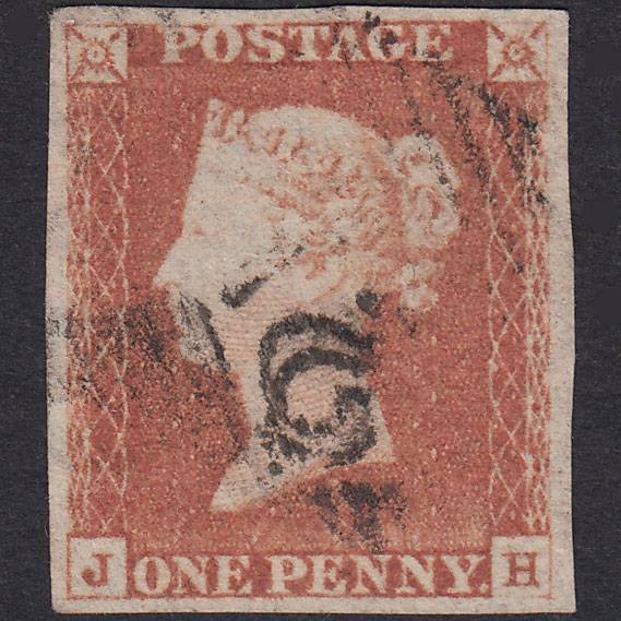 GB QV 1841 1d Red-Brown Plate 66 SG8-B1(1) JH FU 4M Light Irish Cancel