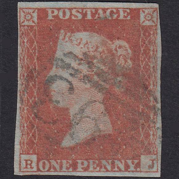 GB QV 1841 1d Red-Brown Plate 95 SG8-B1(1) RJ FU 4 Margins Maidstone 493