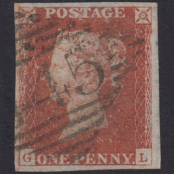 GB QV 1841 1d Red-Brown Plate 60 SG8-B1(1) GL GU 4 Margins Waterford 445