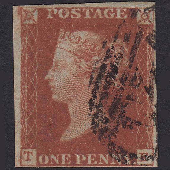 GB QV 1841 1d Red-Brown Plate 55 SG8-B1(1) TE GU 4 Margins