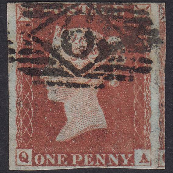 GB QV 1841 1d Red-Brown Plate 66 SG8-B1(1) QA GU 4 Margins London IS 6