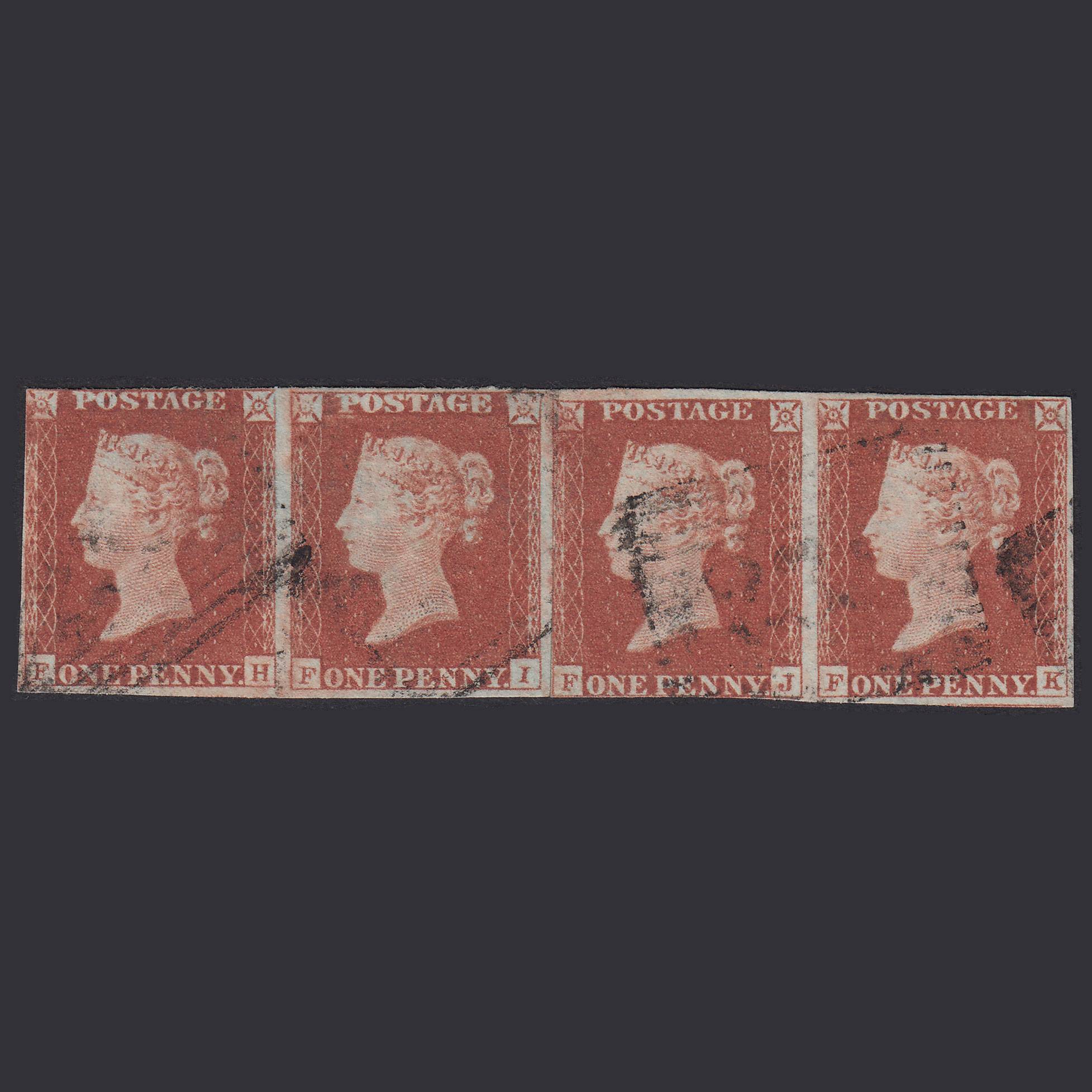 GB QV 1841 1d Plate 76 SG8-B1(1) FH-FI-FJ-FK GU Strip Of 4 Scots Pmk