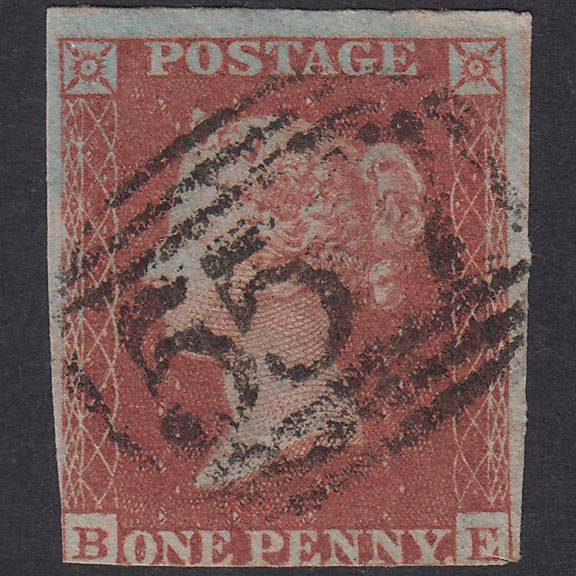 GB QV 1841 1d Plate 167 SG8-B2(1) BE PU Newmarket 557 Scissor Cut
