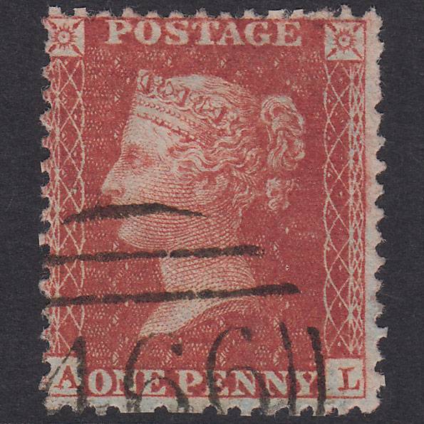 GB QV 1855 1d Brick-Red Plate 8 SG24-C3(6) AL FU Liverpool 466 Spoon