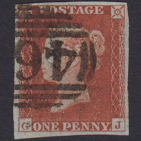 GB QV 1841 1d Deep Red-Brown Plate 51 SG10-B1(4) GJ FU 4 Margins
