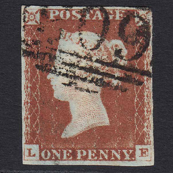GB QV 1841 1d Red-brown (Plate 70) (SG8) 'LE' GU Oxford (603) 4 Margins