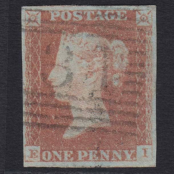 GB QV 1841 1d Red-brown Pl 75 (SG8) 'EI' FU Edinburgh (131) 4 Margins
