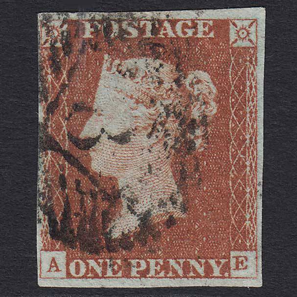 GB QV 1841 1d (Plate 42) (SG8) 'AE' GU in London 4M Missinig Imprimatur