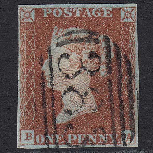 GB QV 1841 1d Red-brown (Plate 47) (SG8) 'BA' FU Hull (383) 4 Margins