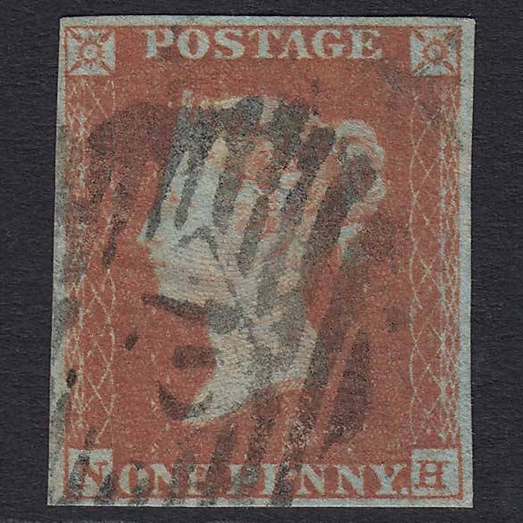 GB QV 1841 1d Red-brown (Plate 97) (SG8) 'NH' GU in London 4 Margins