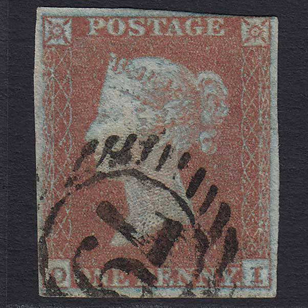 GB QV 1841 1d Red-brown Pl 130 (SG8) 'OI' FU nr 4 Margins London D&S 79