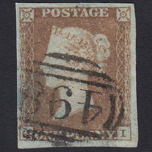 GB QV 1841 1d Red-brown Pl 98 SG8-B1(1) QI FU Manchester 498 4 Margins