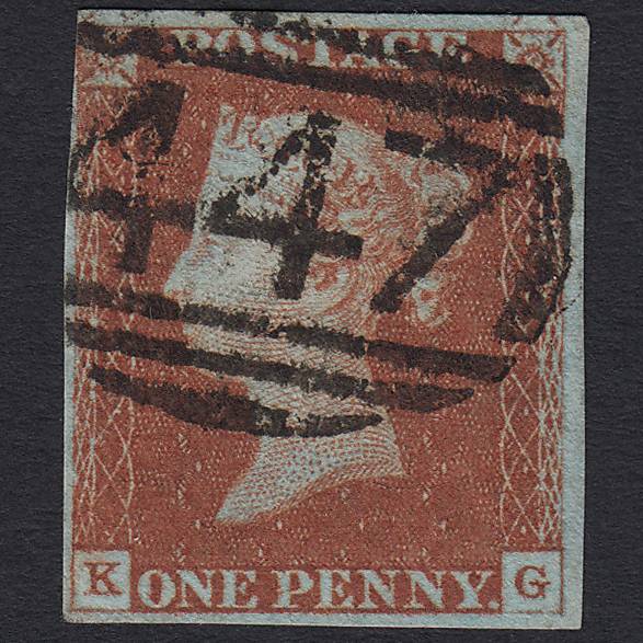 GB QV 1841 1d (Plate 56) SG8-B1(1) KG FU Leeds 447 nr 4M Constant Marks