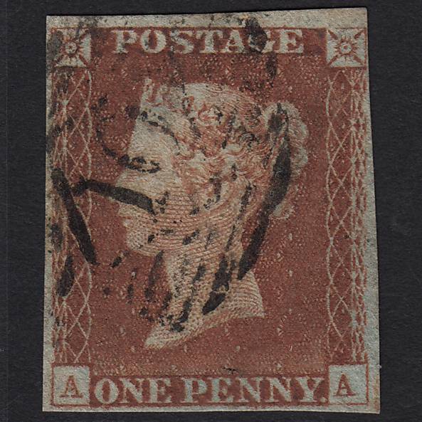 GB QV 1841 1d Red-brown (Plate 60) SG8-B1(1) AA FU London No.10 4 Margins