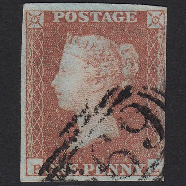 GB QV 1841 1d Red-brown (Plate 90) SG8-B1(1) PL FU nr 4M Imperf