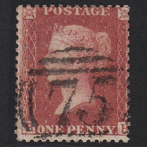 GB QV 1857 1d Rose-red (Plate 52) SG40-C10(1) HH FU Birmingham 75
