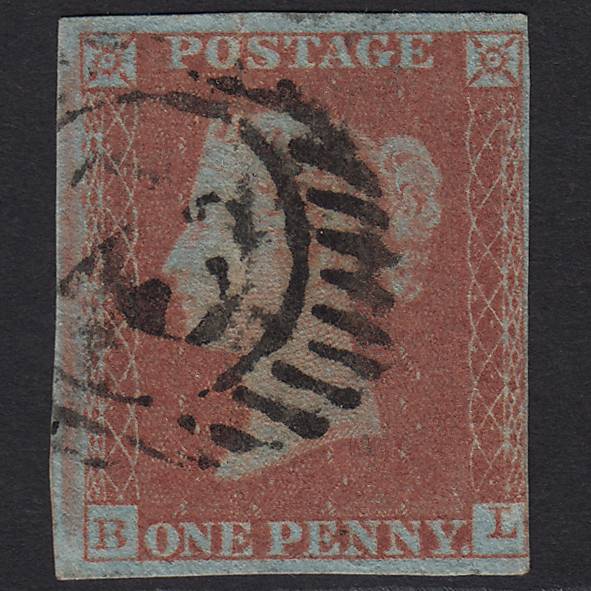 GB QV 1841 1d Red-brown Pl 135 SG8-B2(1) BL FU 4 Margins London D&S 73
