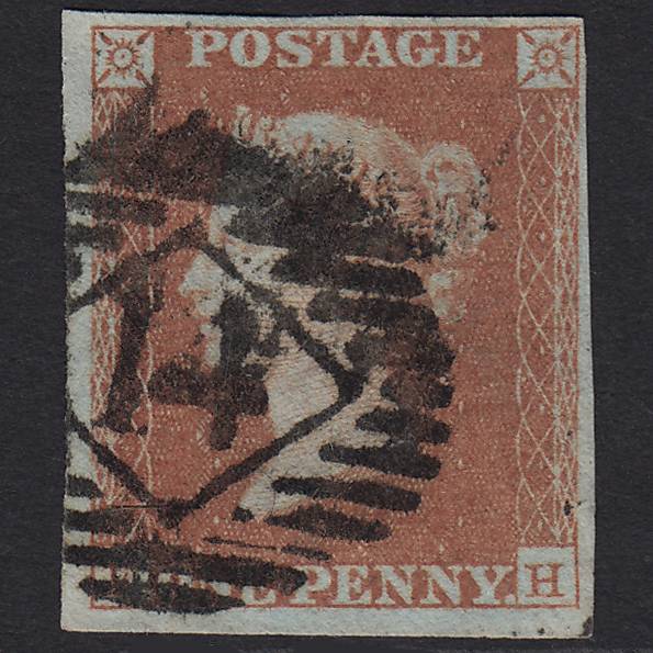 GB QV 1841 1d Red-brown Pl 102 SG8-B1(1) EH GU 4 Margins London IS 14