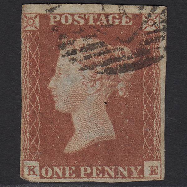 GB QV 1841 1d Red-brown Pl 65 SG8-B1(1) KE GU nr 4 Margins Light Cancel