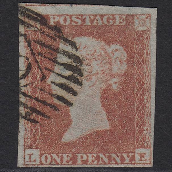 GB QV 1841 1d Red-brown Pl 106 SG8-B1(1) LE FU 4 Margins London IS Cancel
