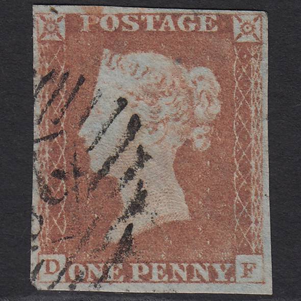 GB QV 1841 1d Red-brown Pl 68 SG8-B1(1) DF FU 4 Margins London IS Cancel