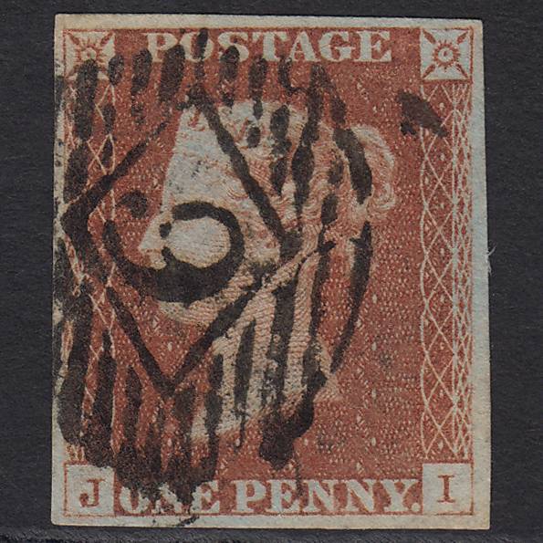 GB QV 1841 1d Red-brown Pl 68 SG8-B1(1) JI GU 4 Margins London IS Cancel