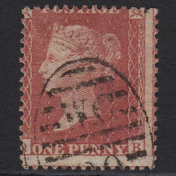 GB QV 1857 1d Rose-red Pl 48 SG40-C10(1) QB FU London D&S Cancel Misperf