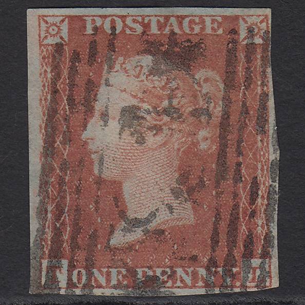 GB QV 1841 1d Red-brown SG8-B1(1) TL GU Missing Imprimatur 4 Margins