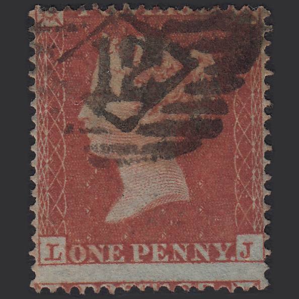 GB QV 1854 1d (Plate 172) SG17-C1(1) LJ GU London IS 12 Large Misperf